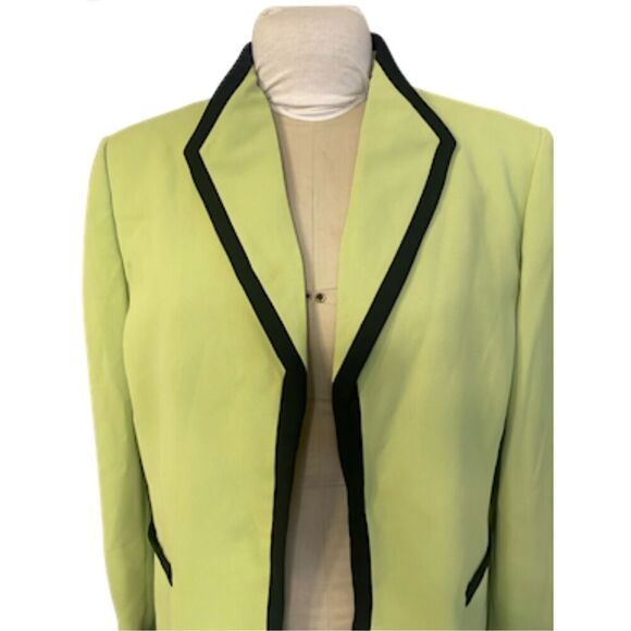 Jones Studio Separates Green/Black Blazer Lined Sz. 16 Open Front Professional - Picture 3 of 12